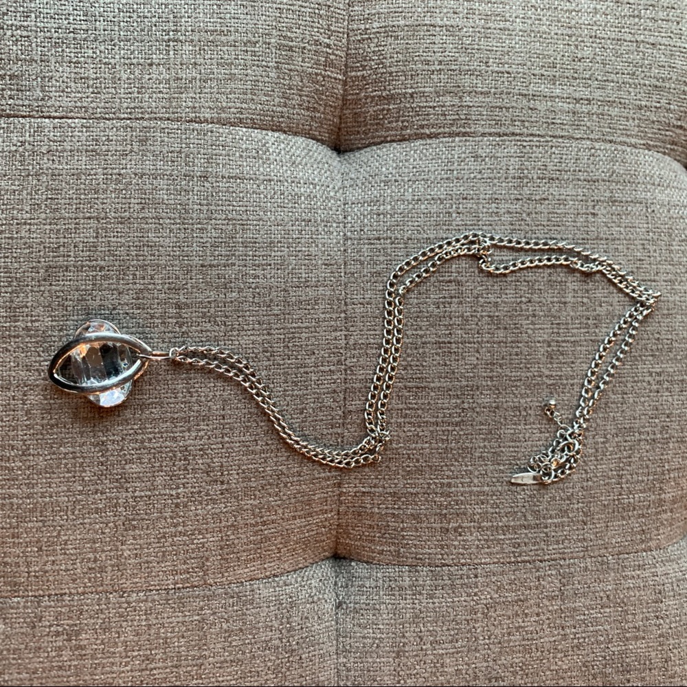 Silver long necklace with Chrystal jewel